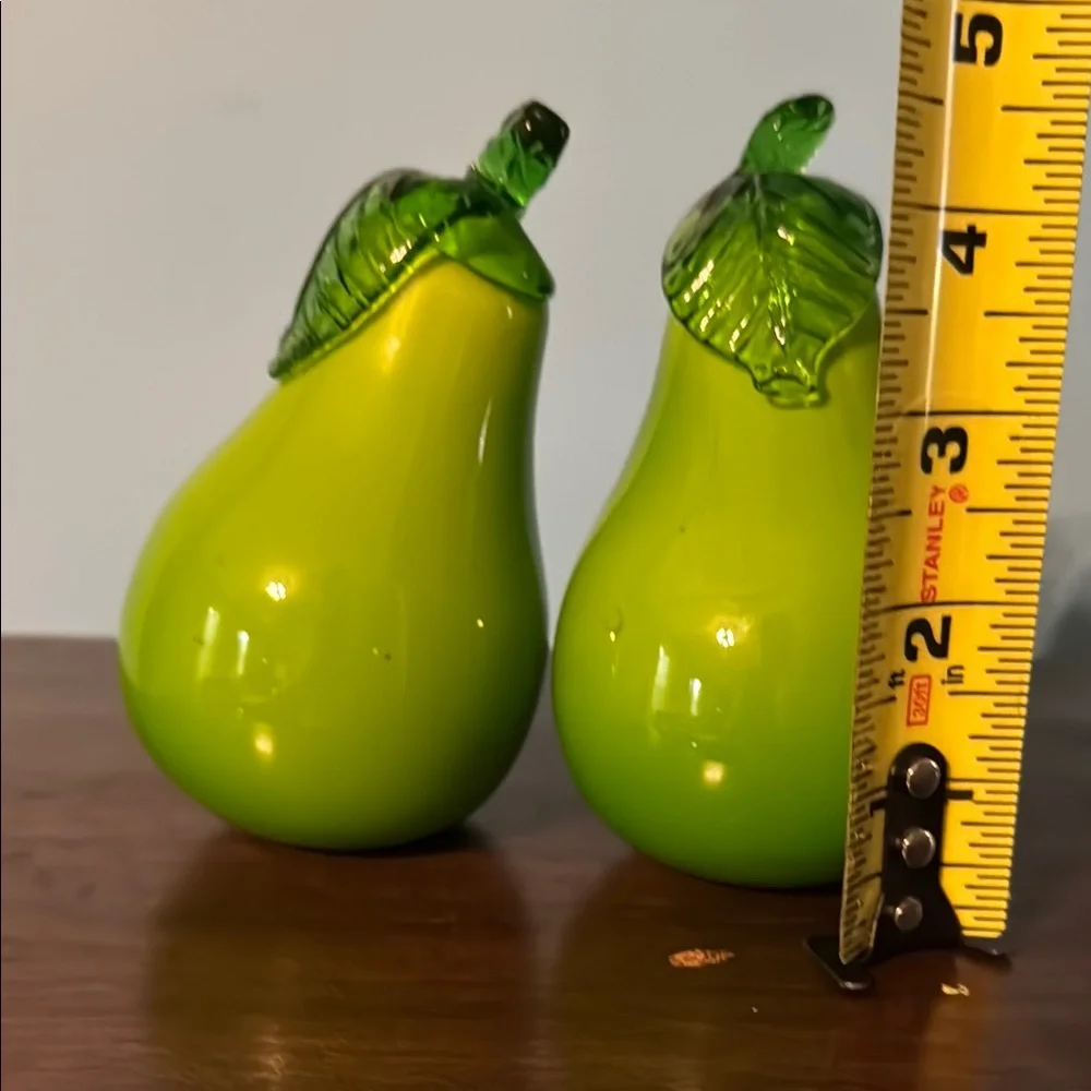 Pier 1 Imports Green Glass Pear Figurines